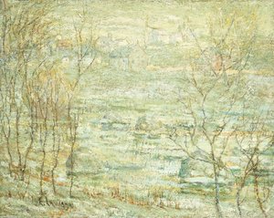 Vårlandskap, Harlem River av Ernest Lawson