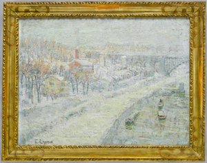 Vinterlandskap: Washington Bridge, ca. 1907-10 (olje på lerret) av Ernest Lawson