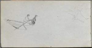 Skissebok, side 04: Figurer i en båt. av Jean Louis Ernest Meissonier