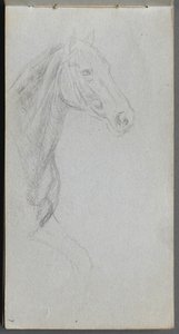 Skissebok, side 07: Studie av en hest. av Jean Louis Ernest Meissonier