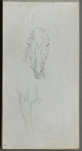 Skissebok, side 09: Studie av en hest. av Jean Louis Ernest Meissonier