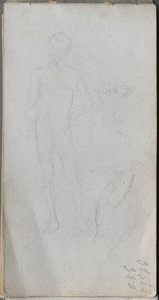 Skissebok, side 100: Nakenfigur, profil. av Jean Louis Ernest Meissonier