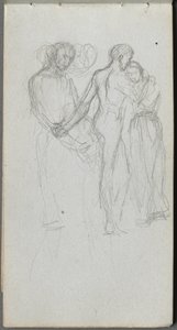 Skissebok, side 10: Figurer som omfavner av Ernest Meissonier