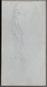 Skissebok, side 11: Figur i profil. av Jean Louis Ernest Meissonier