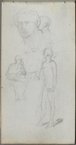 Skissebok, side 12: Flere figurer. av Jean Louis Ernest Meissonier