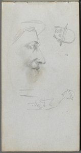 Skissebok, side 14: Figurer. av Jean Louis Ernest Meissonier