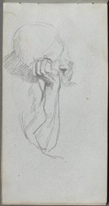 Skissebok, side 16: Melankolsk figur . av Jean Louis Ernest Meissonier