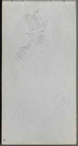 Skissebok, side 17: Bust of a Man in Top Hat. av Jean Louis Ernest Meissonier