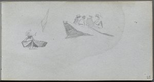 Skissebok, side 25: Studier av figurer i båter av Ernest Meissonier