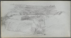 Skissebok, side 29: Landskapsstudie. av Jean Louis Ernest Meissonier