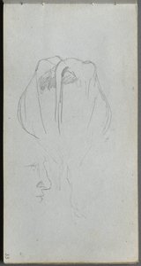 Skissebok, side 33: Studie av en ku bakfra og profilstudie. av Jean Louis Ernest Meissonier