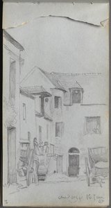 Skissebok, side 39: Gatescene. av Jean Louis Ernest Meissonier