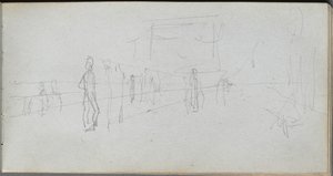 Skissebok, side 40: Perspektivstudie. av Jean Louis Ernest Meissonier