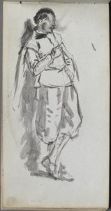 Skissebok, side 46: Stående mannsfigur