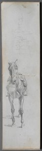 Skissebok, side 56 og 57: Studie av en hest. av Jean Louis Ernest Meissonier