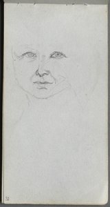 Skissebok, side 59: Studie av et ansikt. av Jean Louis Ernest Meissonier