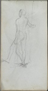 Skissebok, side 60: Nakenstudie av menn. av Jean Louis Ernest Meissonier