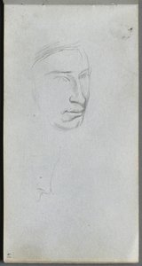 Skissebok, side 61: Ansikt, 34 se profil. av Jean Louis Ernest Meissonier