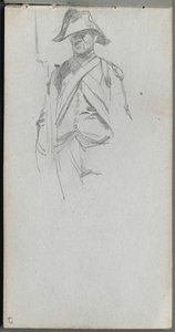 Skissebok, side 67: Study of a Soldier. av Jean Louis Ernest Meissonier