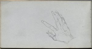 Skissebok, side 68: Studie av en hånd av Ernest Meissonier