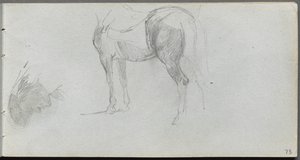 Skissebok, side 73: Studie av en hest, profil. av Jean Louis Ernest Meissonier