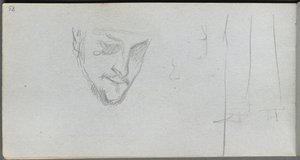 Skissebok, side 83: Studie av et ansikt, ben. av Jean Louis Ernest Meissonier