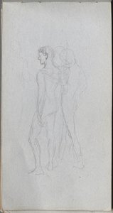 Skissebok, side 92: To nakenbilder. av Jean Louis Ernest Meissonier