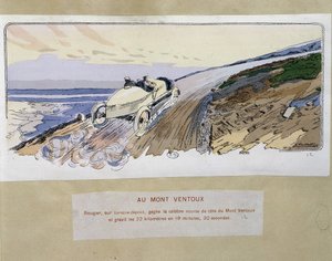 Racing: på Mont Ventoux - tegning av Ernest Montaut (1878-1909).