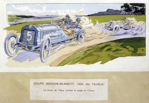 Racing: Gordon Bennett Cup (Gordon-Bennett) i 1904 - tegning av Ernest Montaut (1878-1909). av Ernest Montaut