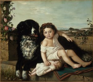Portrett av en jente med en hund, 1879