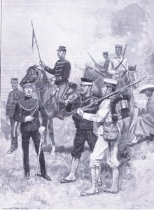 Typer japanske soldater, illustrasjon fra Cassells History of the Russo-Japanese War Vol 1, ca. 1900 av Ernest Prater