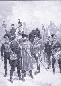 Typer russiske soldater, illustrasjon fra Cassells History of the Russo-Japanese War Vol 1, ca. 1900 av Ernest Prater