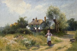 Landskap med hyttekvinne, sent på 1800- og 1900-tallet