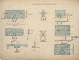 Design for Iron Latches and Bolts, ca. 1905-15 (blyant og wc på papir) av Ernest William Gimson