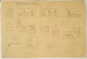 Hyttepar på Kelmscott for Miss May Morris, ca. 1915 (trykk og wc på papir)