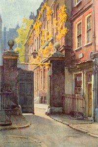 Amen Corner, Paternoster Row (farge litho) av Ernest William Haslehust