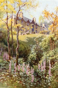 Ashestiel: Scotts første hus i grenselandet (litho-farge) av Ernest William Haslehust