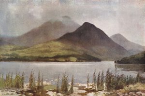 Bassenthwaite Lake og Skiddaw (farge litho) av Ernest William Haslehust