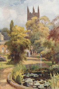 Botanisk hage og Magdalen Tower (farge litho)