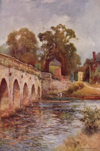 Clopton Bridge, Stratford-on-Avon (litho-farge) av Ernest William Haslehust