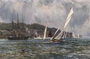 Cowes (farge litho) av Ernest William Haslehust