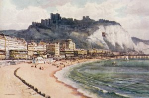 Dover Castle and Marine Parade (farge litho) av Ernest William Haslehust