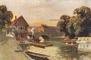 Folly Bridge, Oxford (farge litho)