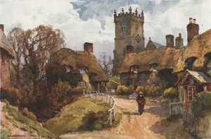 Godshill (farge litho) av Ernest William Haslehust