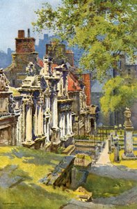 Greyfriars Churchyard (farge litho) av Ernest William Haslehust