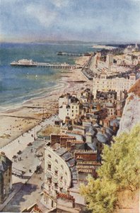 Hastings og St. Leonards fra slottet (farge litho) av Ernest William Haslehust