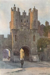 Micklegate Bar (farge litho) av Ernest William Haslehust