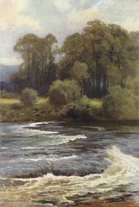 Monnington Falls (farge litho) av Ernest William Haslehust