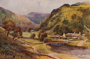 Monsal Dale (farge litho) av Ernest William Haslehust