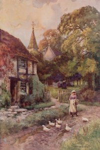 "Papist Wixford" (farge litho) av Ernest William Haslehust